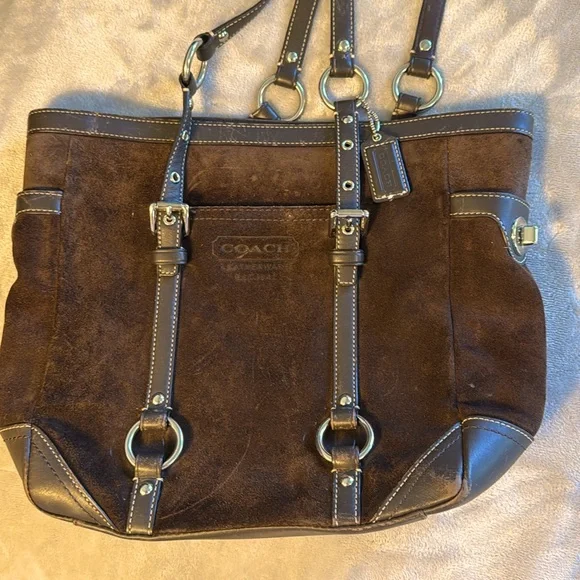 Brown Suede Coach Purse - Picture 1 of 7